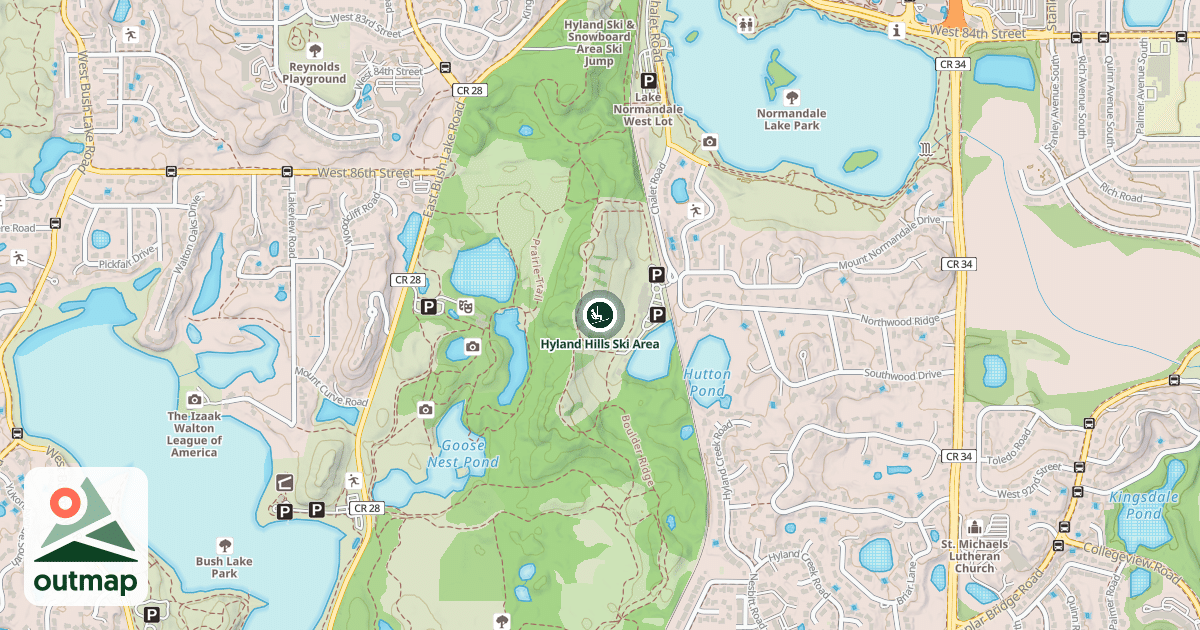Map of Hyland Hills Ski Area
