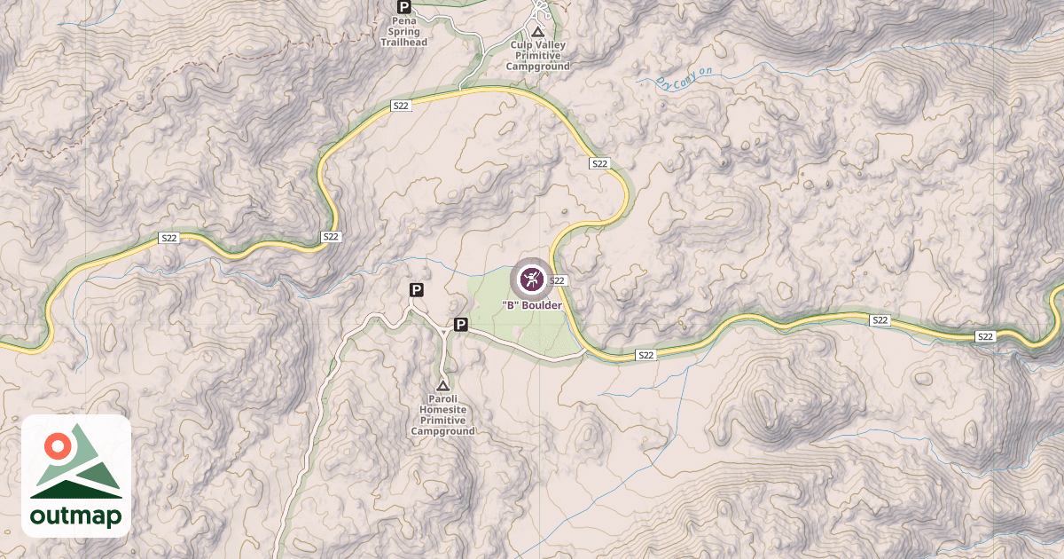 Map of "B" Boulder