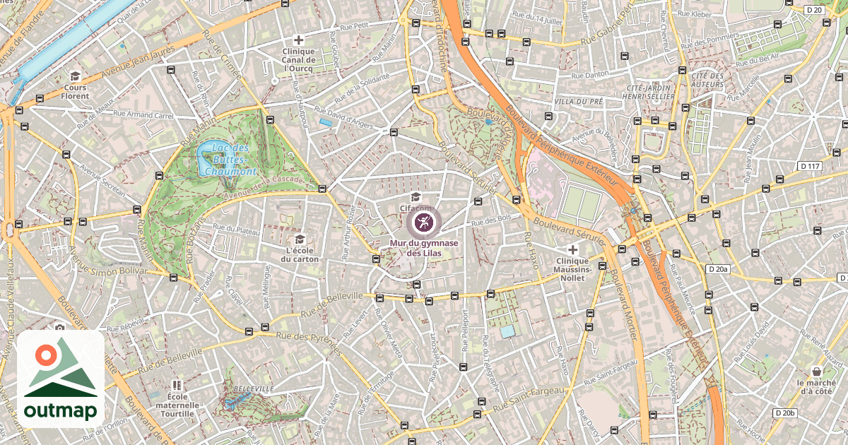 Map of Mur du gymnase des Lilas