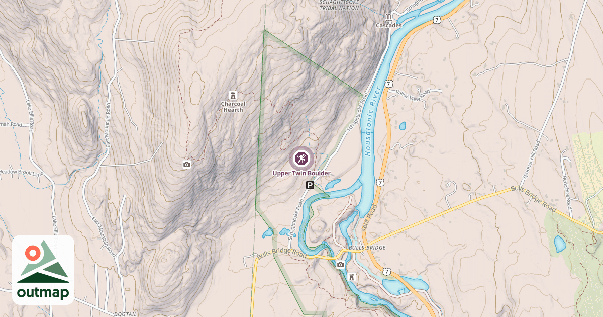 Map of Upper Twin Boulder