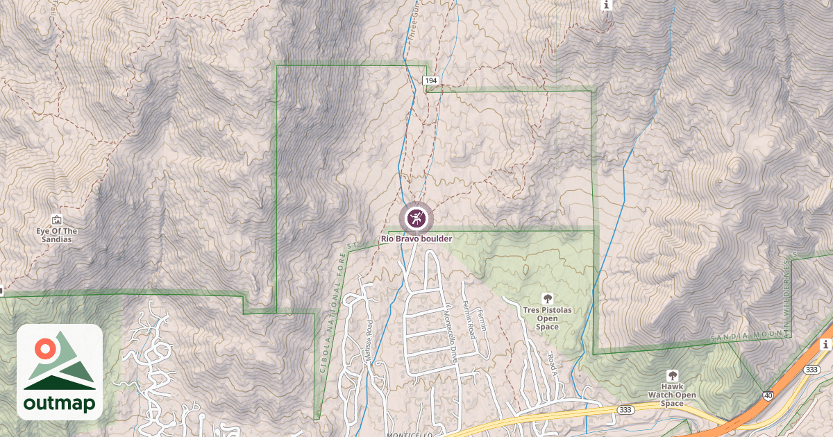 Map of Rio Bravo boulder