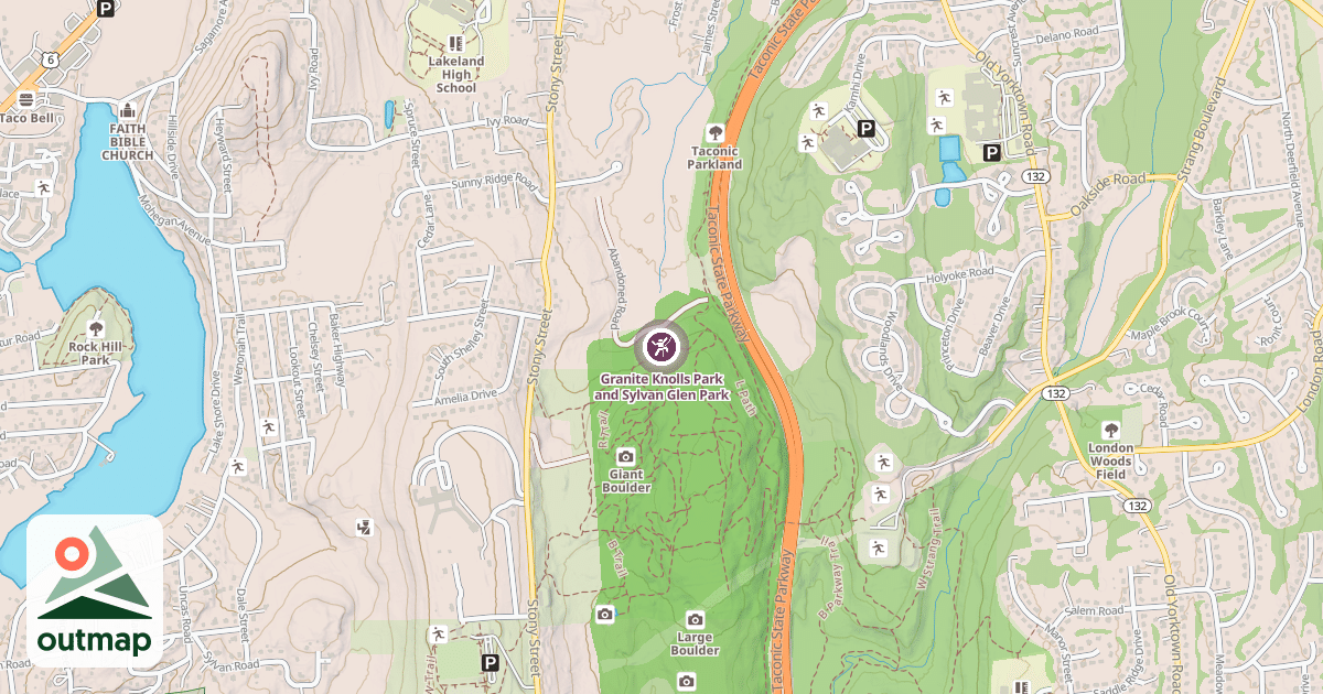 Map of Granite Knolls Park and Sylvan Glen Park