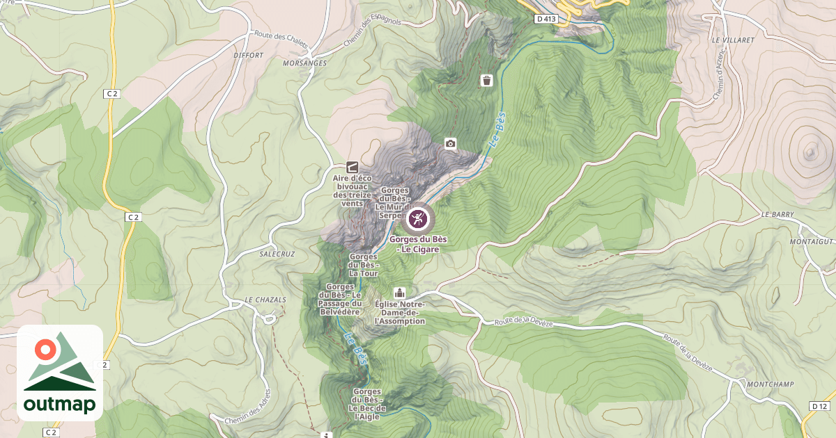 Map of Gorges du Bès - Le Cigare