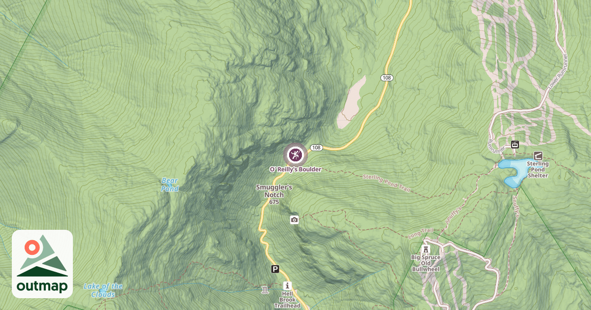 Map of O' Reilly's Boulder