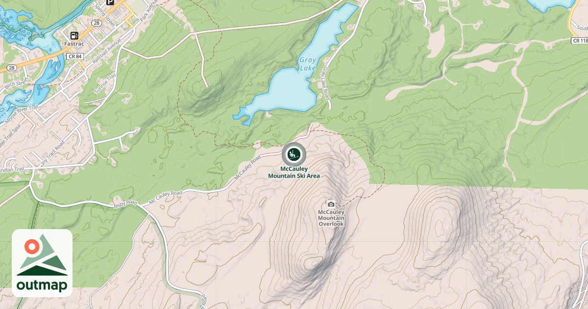 Map of McCauley Mountain Ski Area