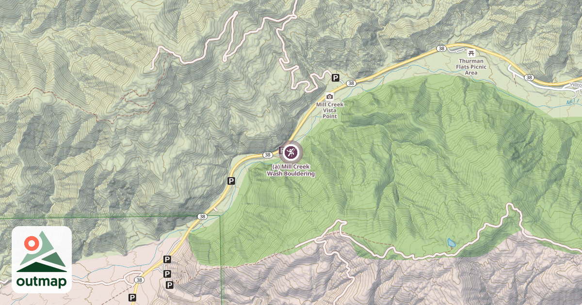 Map of (a) Mill Creek Wash Bouldering