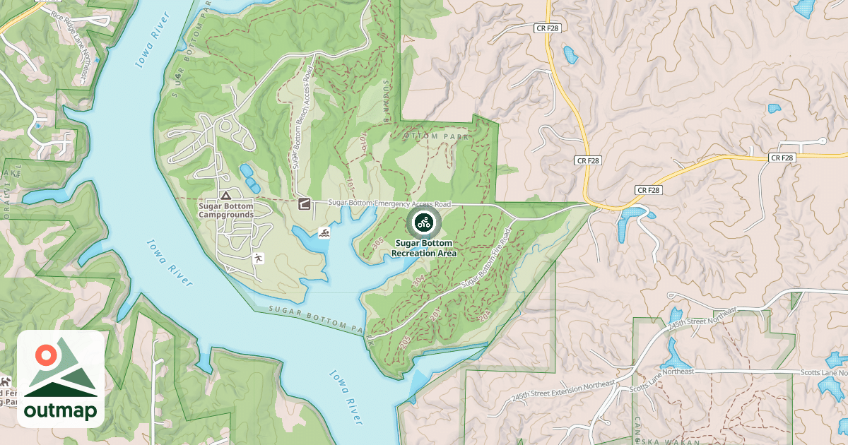 Map of Sugar Bottom Recreation Area