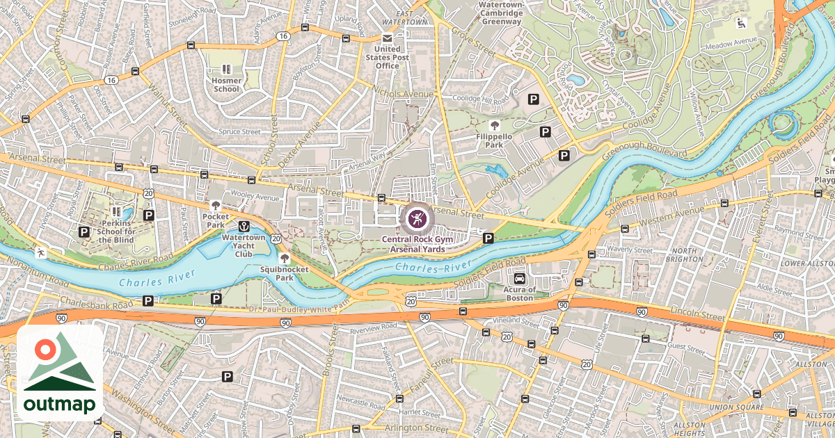 Map of Central Rock Gym Arsenal Yards