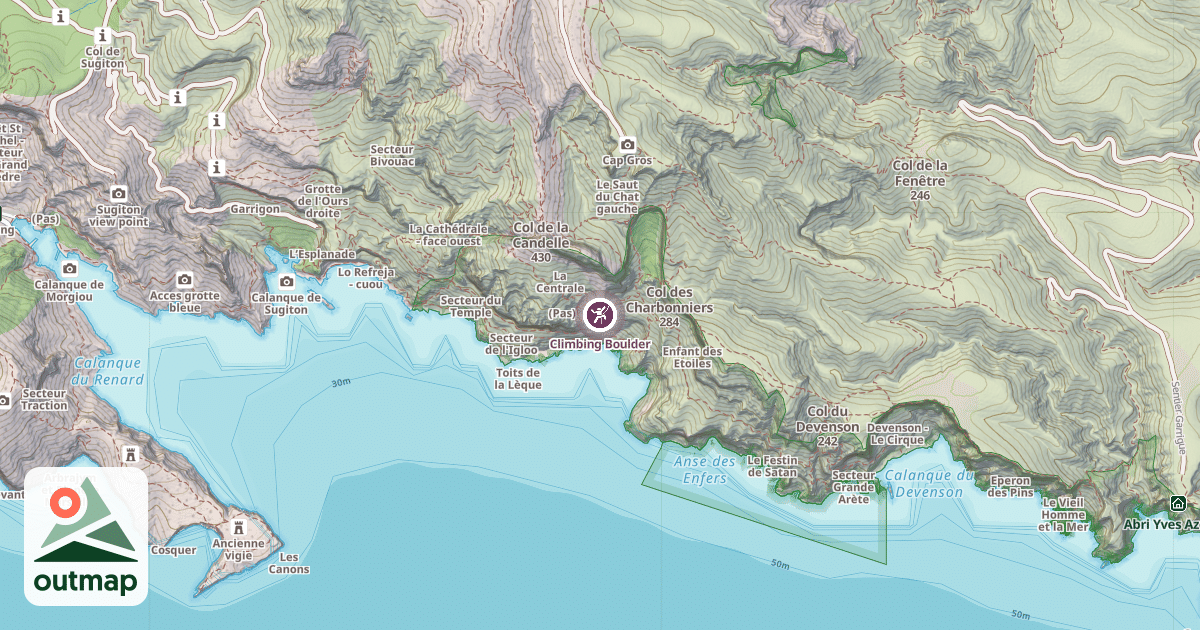 Map of Climbing Boulder