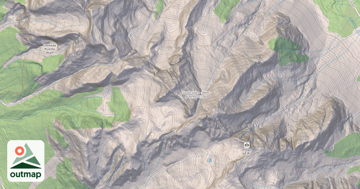 Map of South Spire - West Buttress