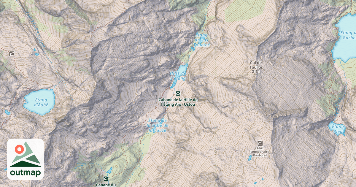 Map of Cabane de la Hille de l'Étang Ars - Ustou