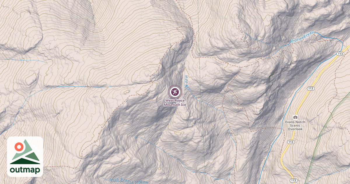 Map of West Royce Mountain Ice