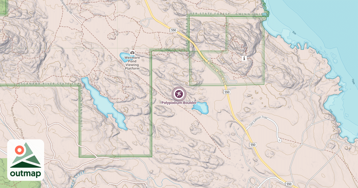 Map of Polypodium Boulder