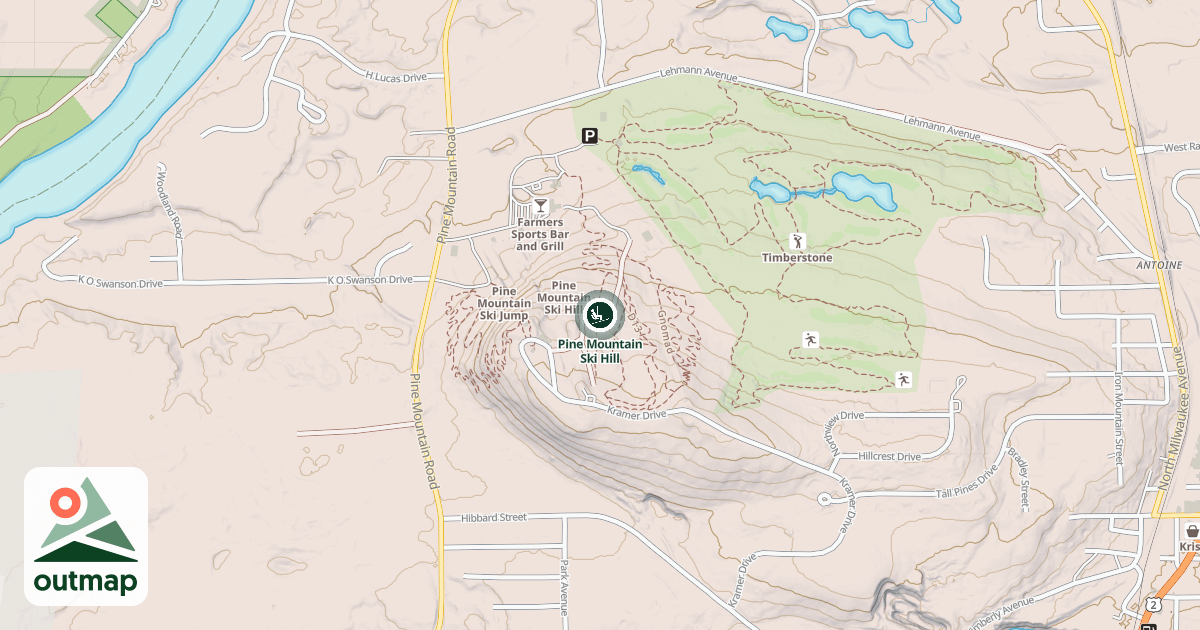 Map of Pine Mountain Ski Hill