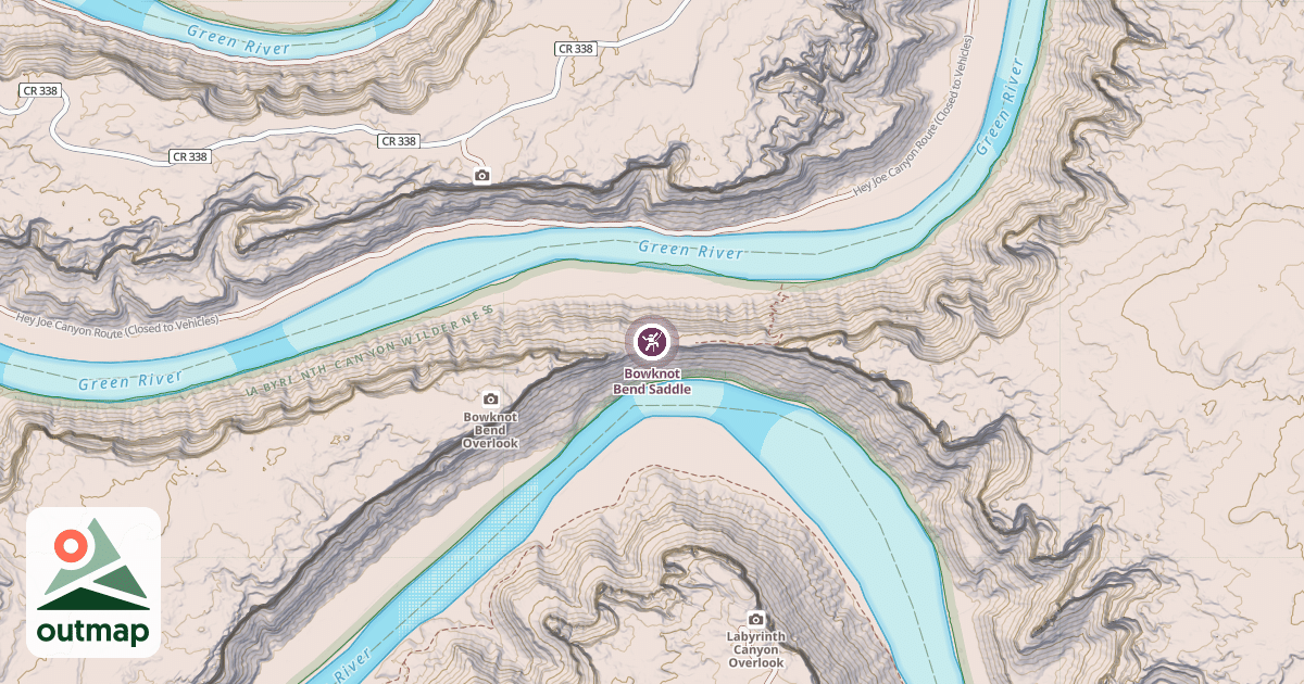Map of Bowknot Bend Saddle