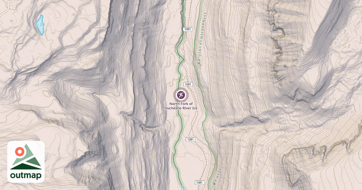 Map of North Fork of Duchesne River Ice