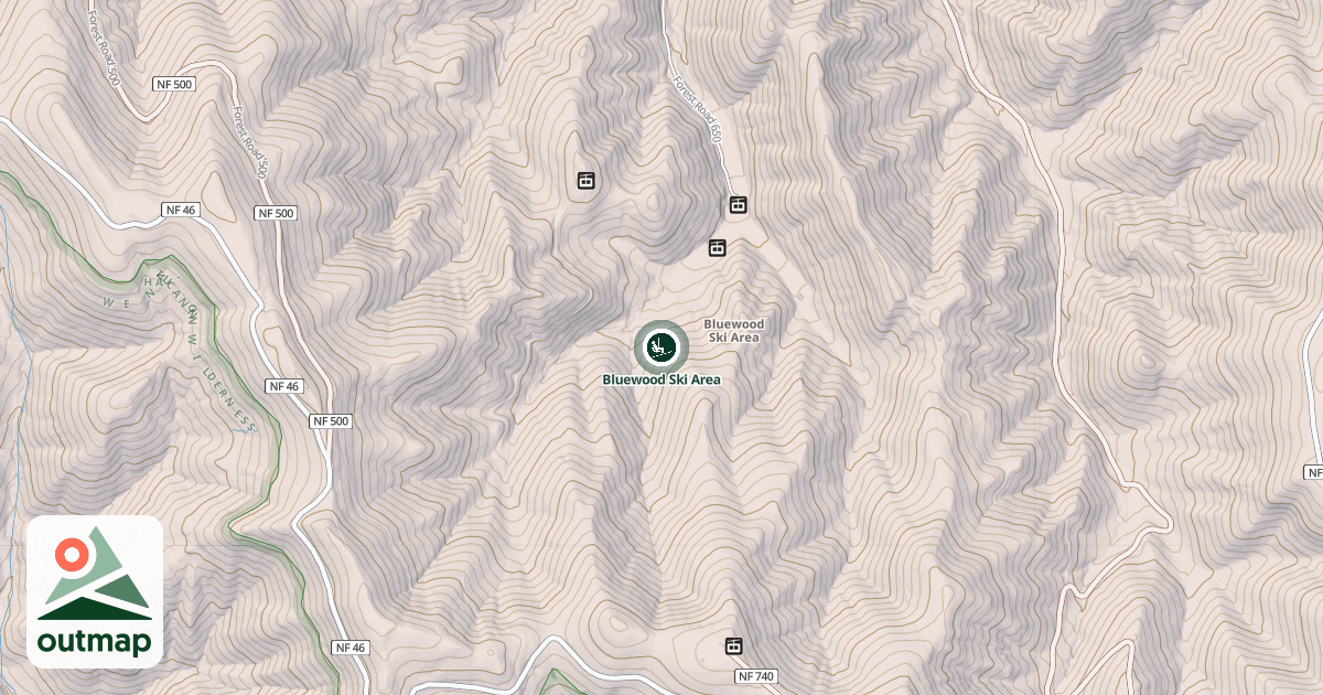 Map of Bluewood Ski Area