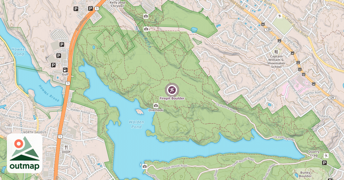 Map of Firepit Boulder