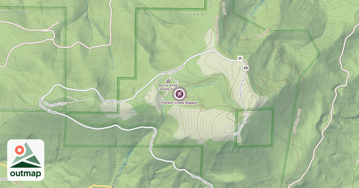 Map of Parker Creek Rappel
