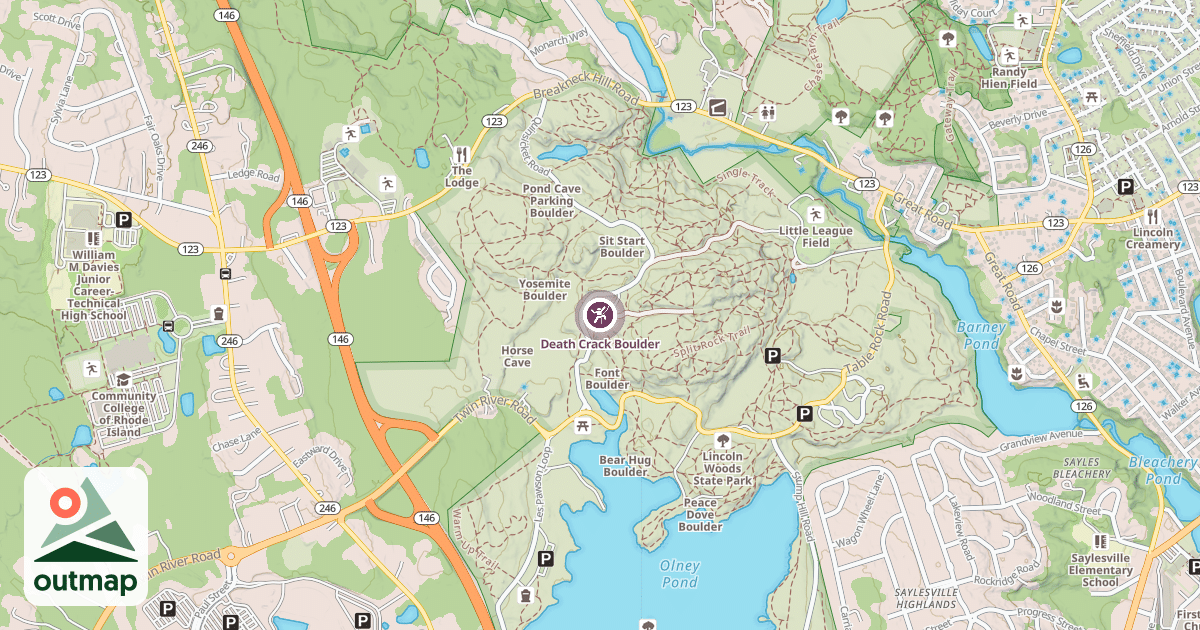 Map of Death Crack Boulder