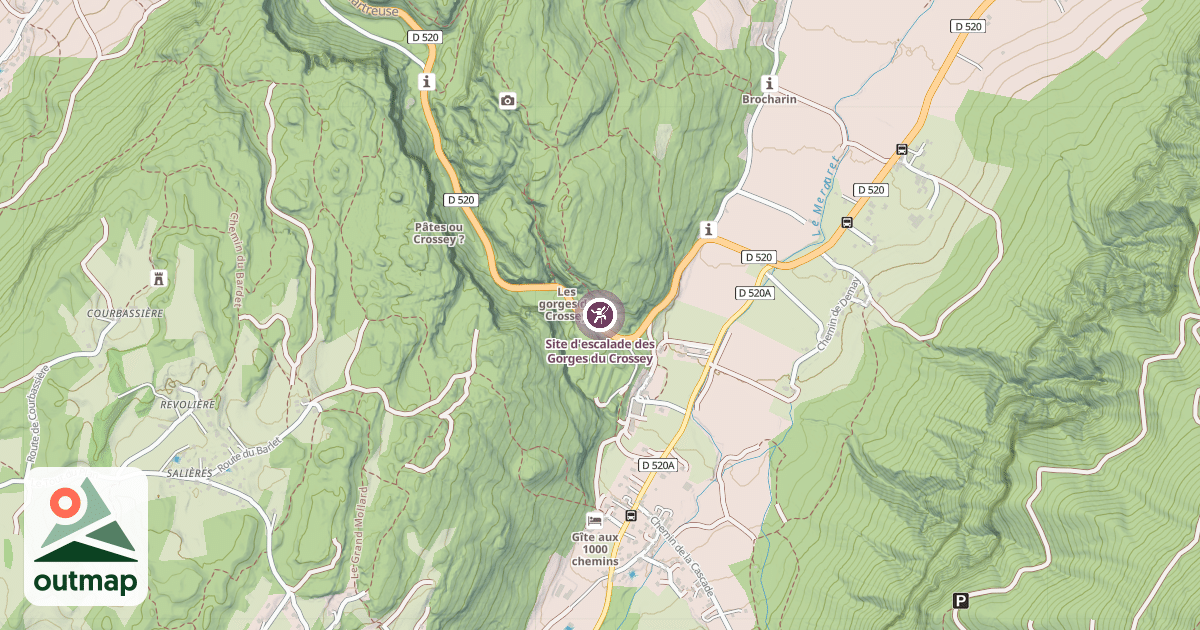 Map of Site d'escalade des Gorges du Crossey