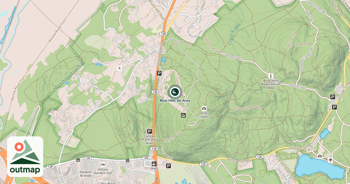 Map of Blue Hills Ski Area