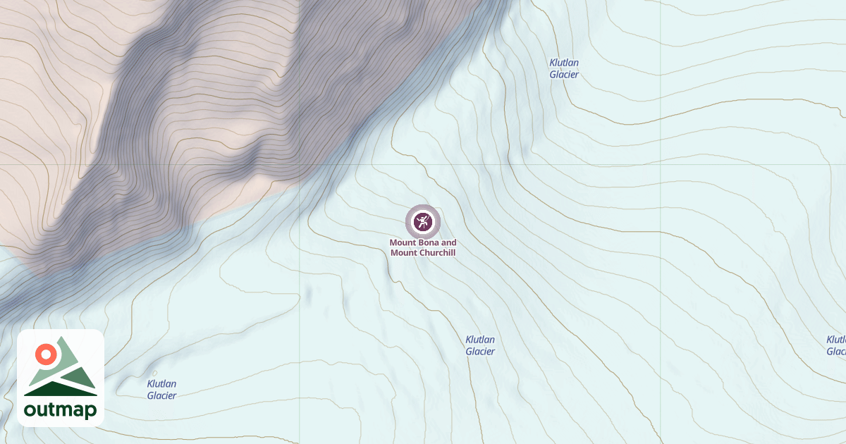 Map of Mount Bona and Mount Churchill