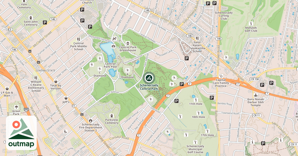 Map of Schenectady Central Park