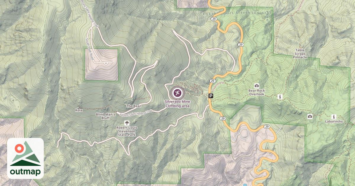 Map of Silverado Mine Climbing area