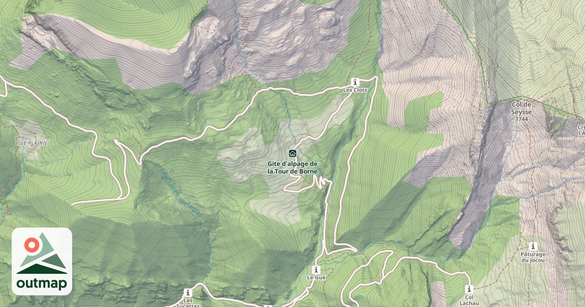 Map of Gite d'alpage de la Tour de Borne