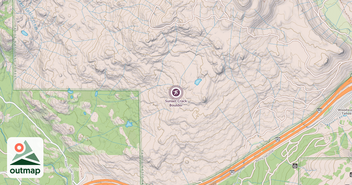 Map of Sunset Crack Boulder