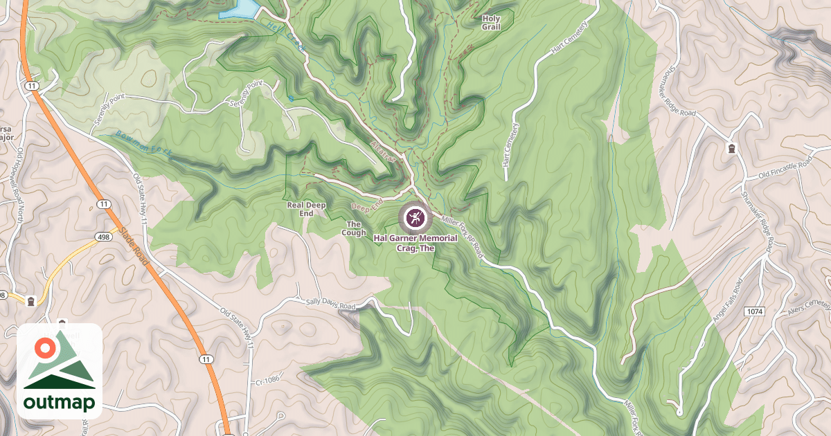 Map of Hal Garner Memorial Crag, The