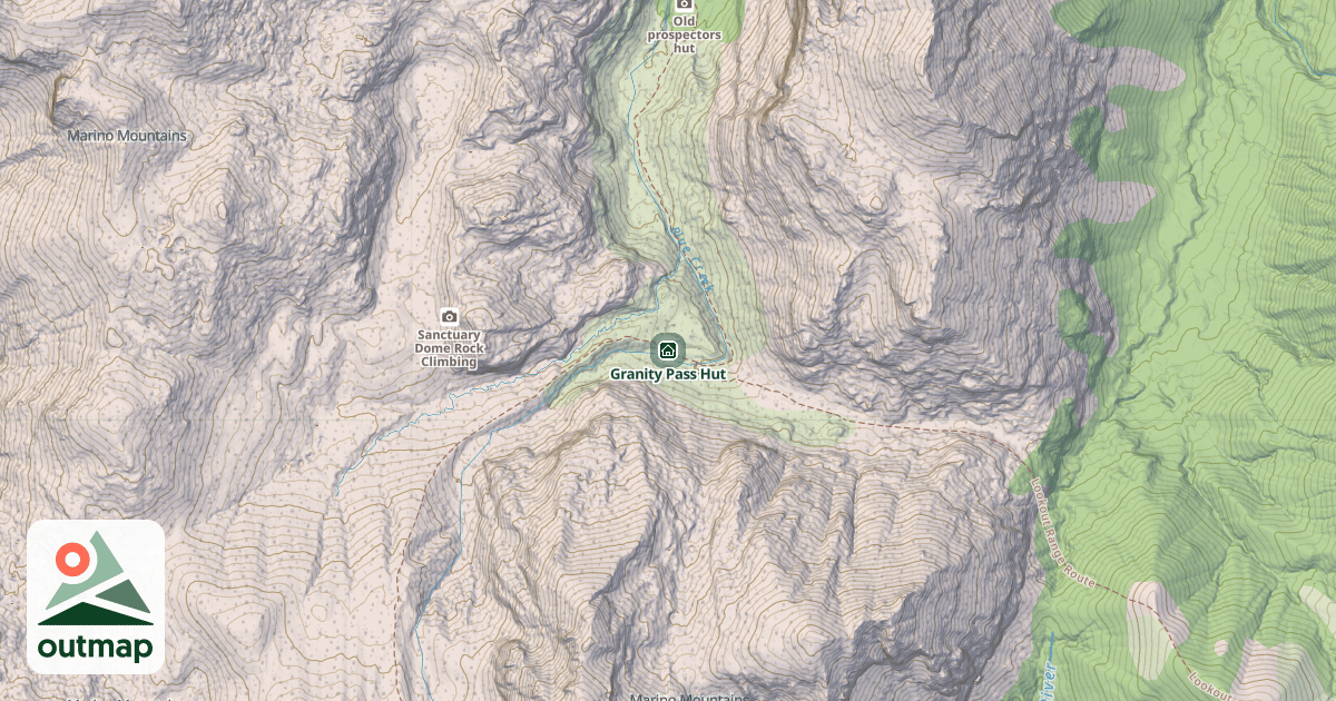 Map of Granity Pass Hut