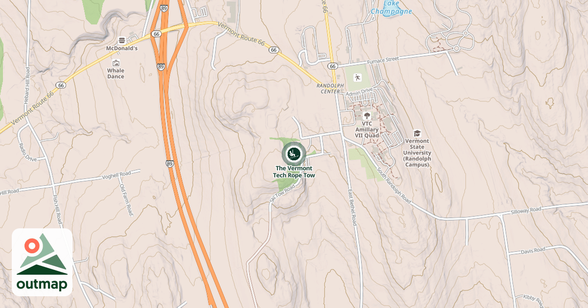 Map of The Vermont Tech Rope Tow