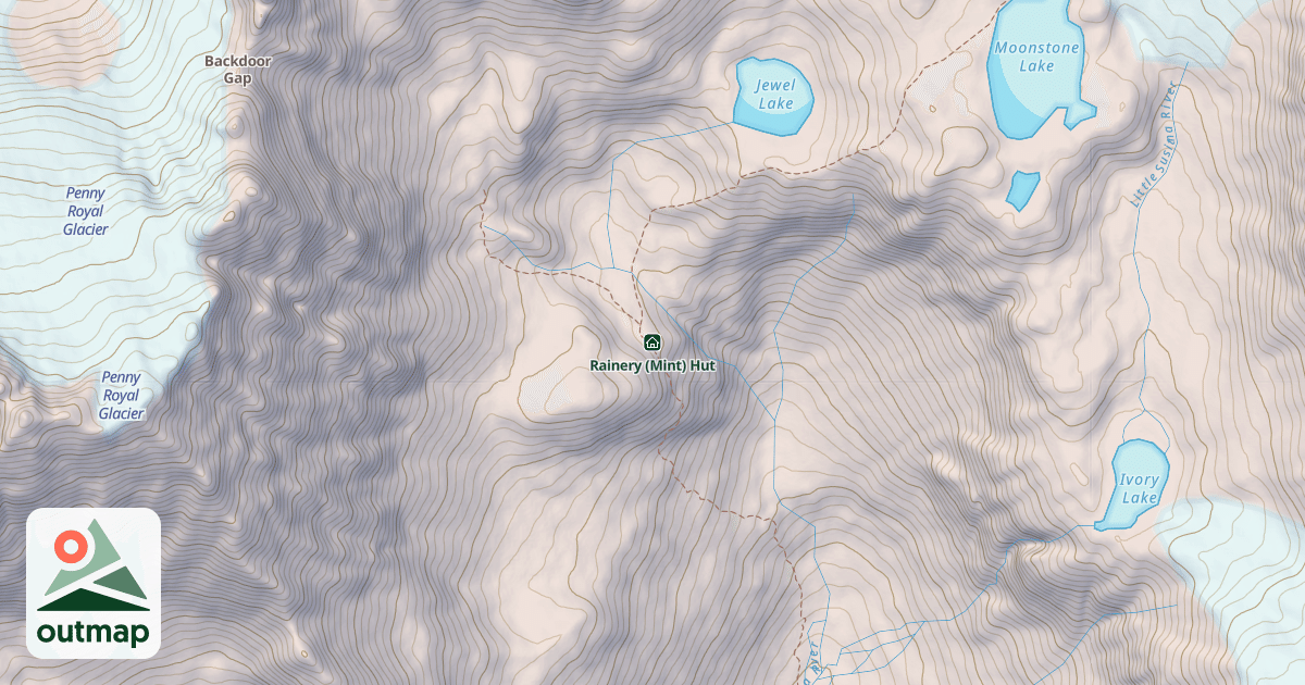 Map of Rainery (Mint) Hut