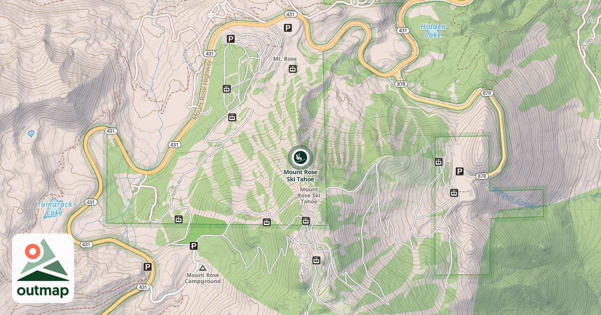 Map of Mount Rose Ski Tahoe