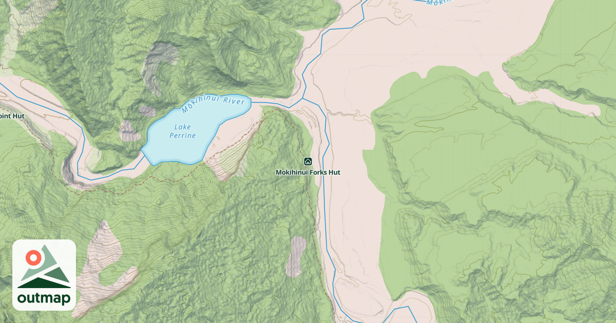 Map of Mokihinui Forks Hut