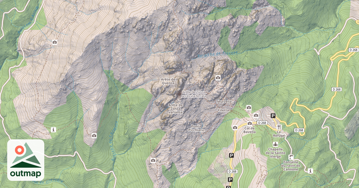 Map of Arête de Zonza accès via-ferrata