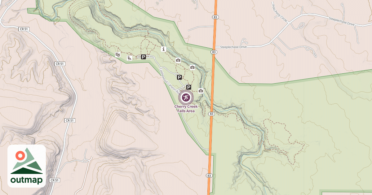 Map of Cherry Creek Falls Area