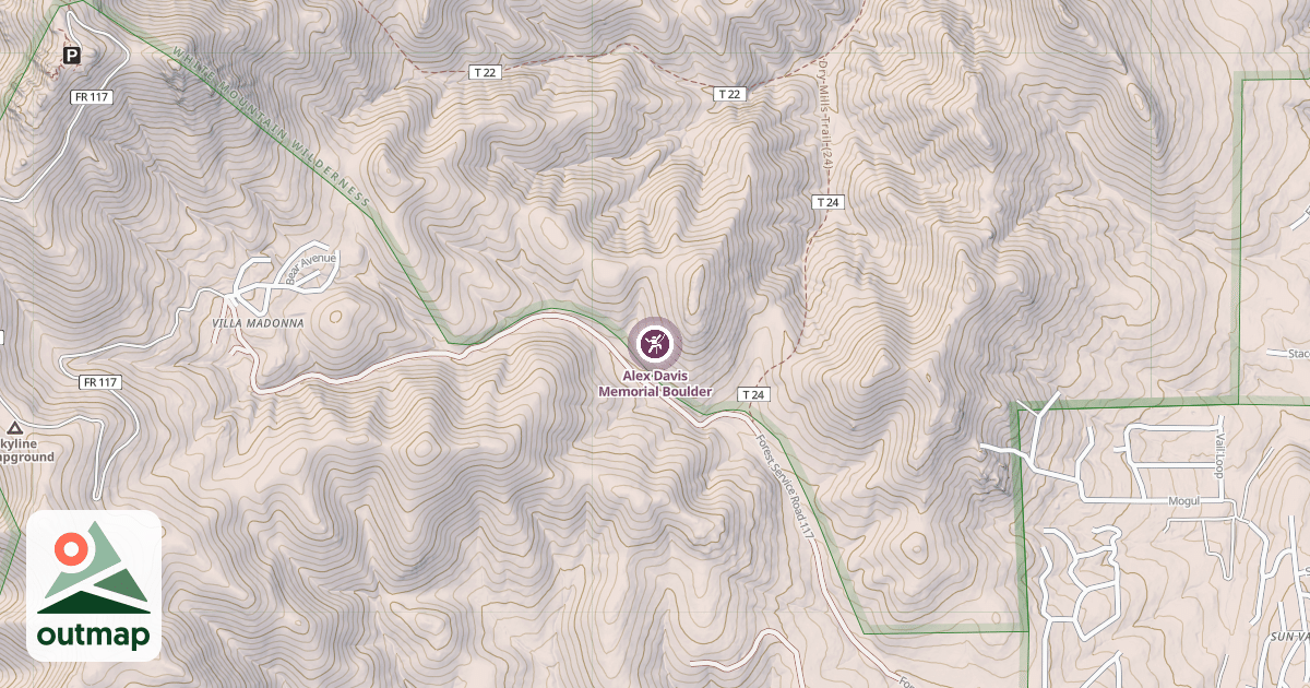 Map of Alex Davis Memorial Boulder