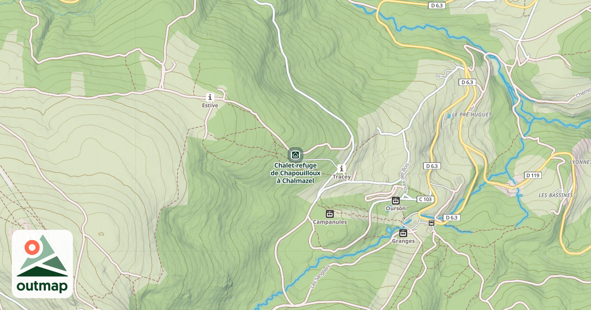 Map of Chalet-refuge de Chapouilloux à Chalmazel