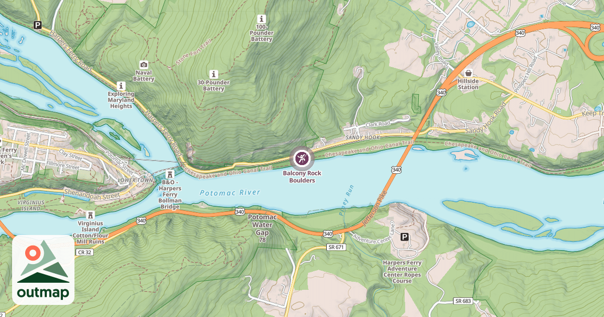 Map of Balcony Rock Boulders