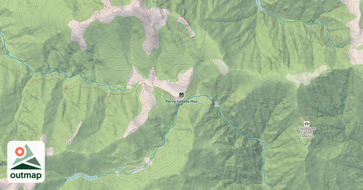 Map of Perry Saddle Hut