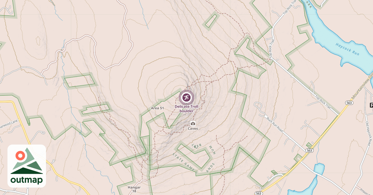 Map of Delicate Troll boulder