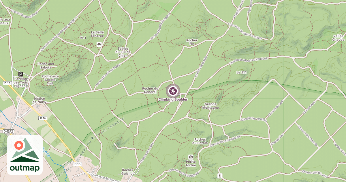 Map of Climbing Boulder
