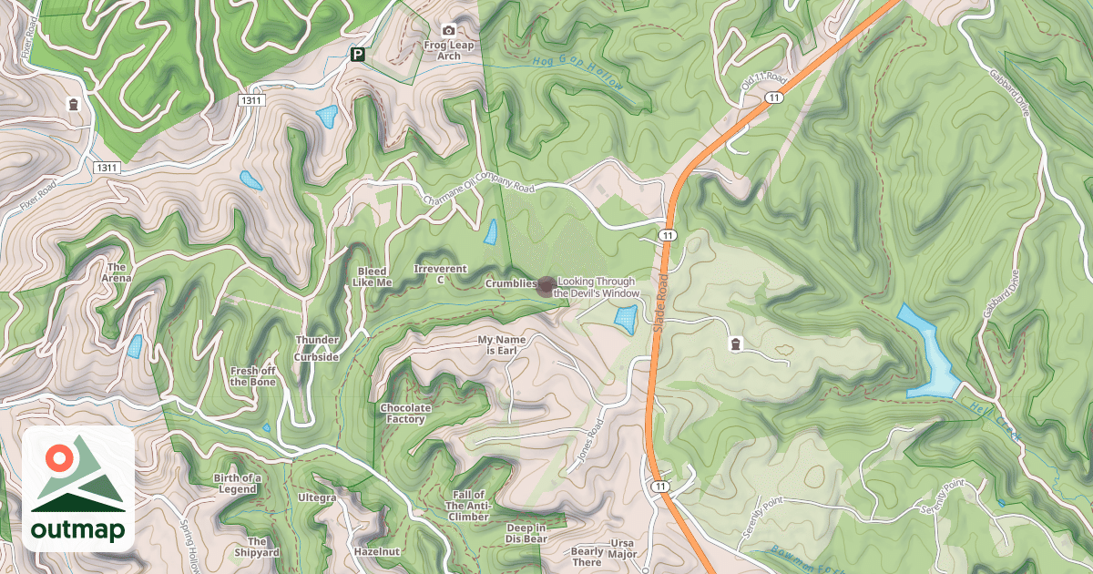 Map of Looking Through the Devil's Window