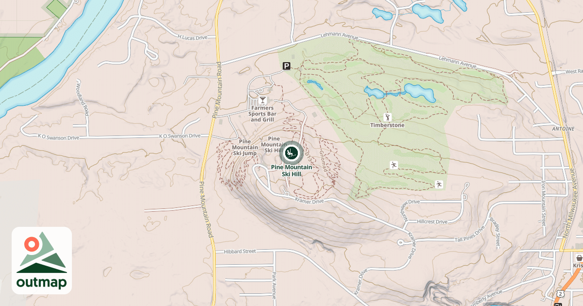 Map of Pine Mountain Ski Hill
