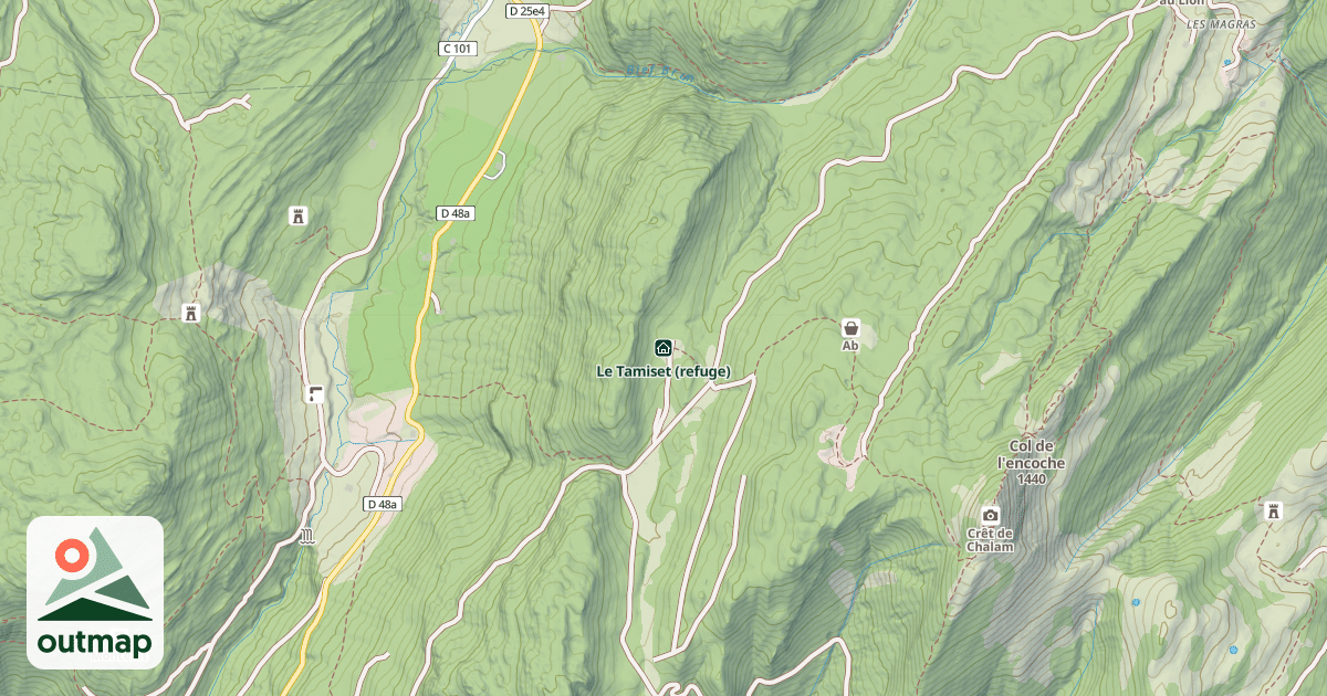 Map of Le Tamiset (refuge)