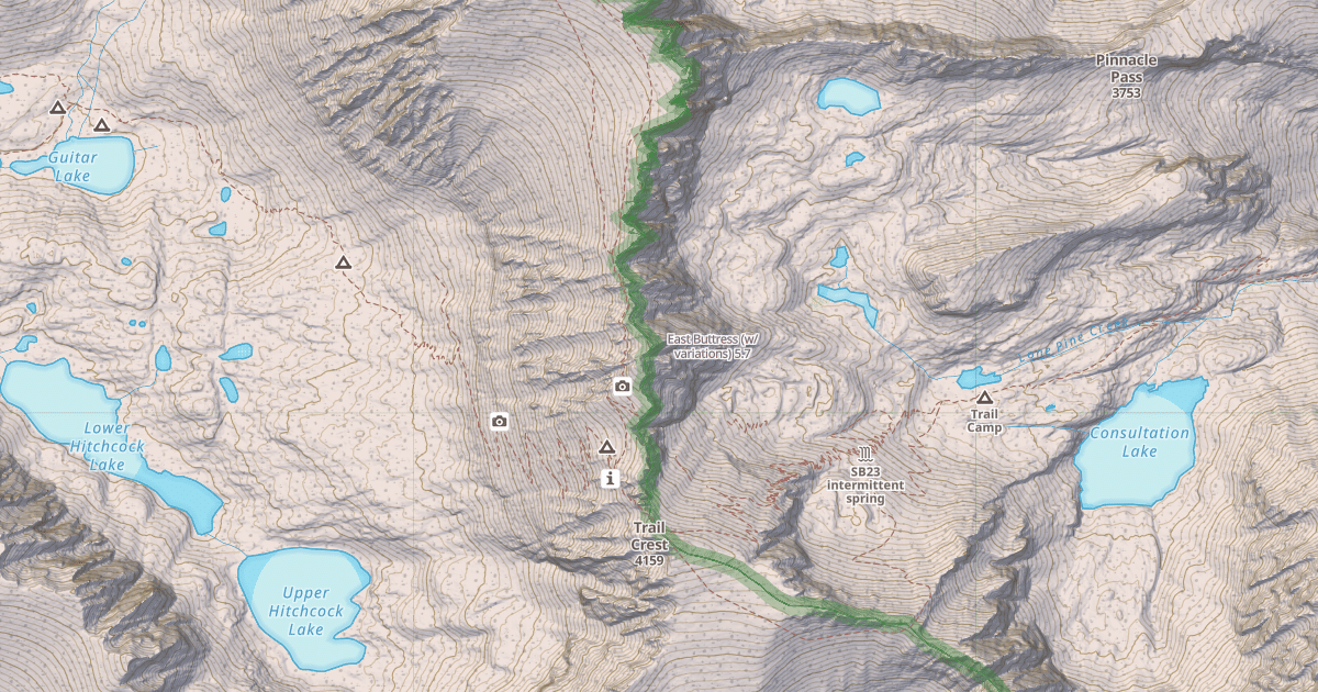 Map preview of East Buttress (w/ variations)
