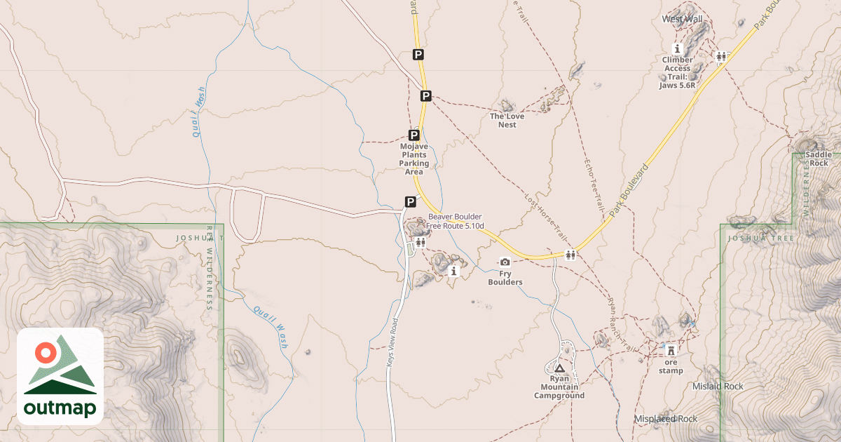 Map of Beaver Boulder Free Route